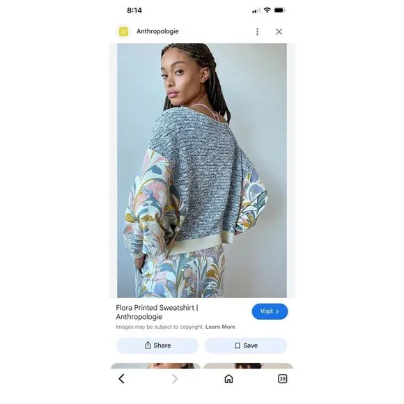 Saturday Sunday Anthropologie Size Large Sweatshirt Flora Printed Dolman - Picture 4 of 16